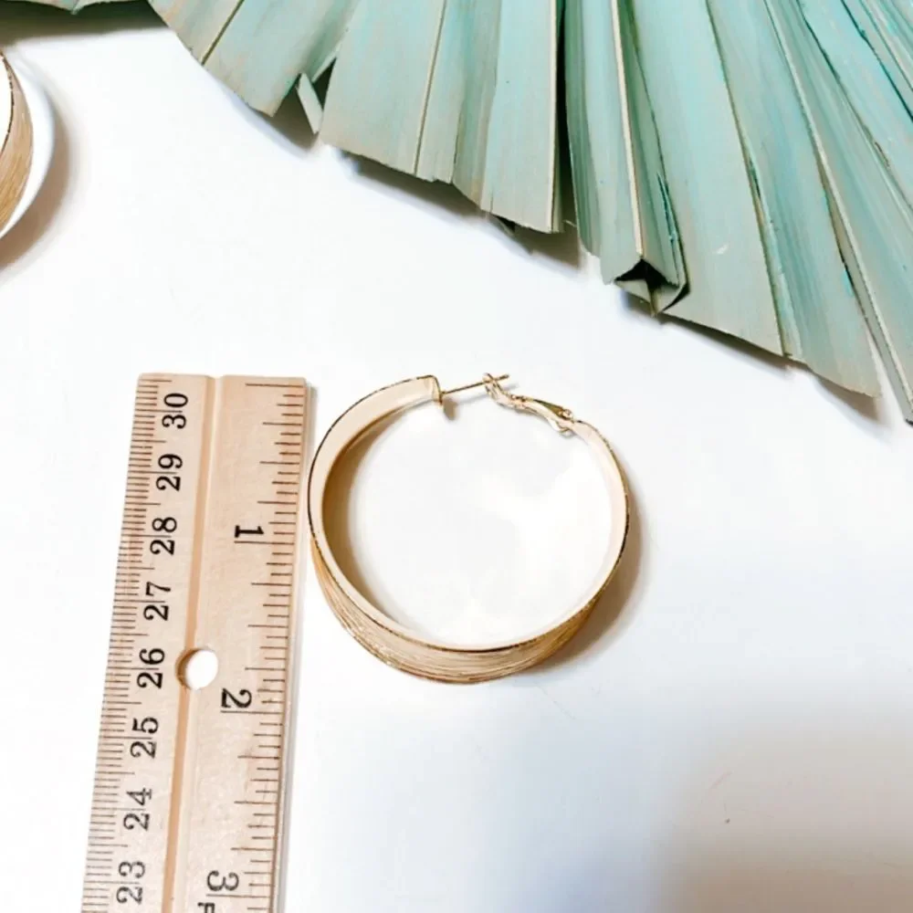 Anthropologie Gold Textured Hoop Earrings